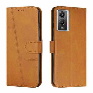 For vivo Y55s 5G Stitching Calf Texture Buckle Leather Phone Case(Yellow)