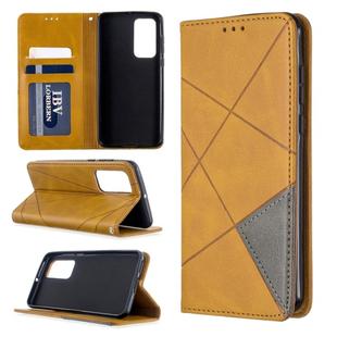 For Huawei P40 Rhombus Texture Horizontal Flip Magnetic Leather Case with Holder & Card Slots & Wallet(Yellow)