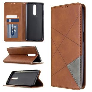 For Xiaomi Redmi K30 Rhombus Texture Horizontal Flip Magnetic Leather Case with Holder & Card Slots & Wallet(Brown)