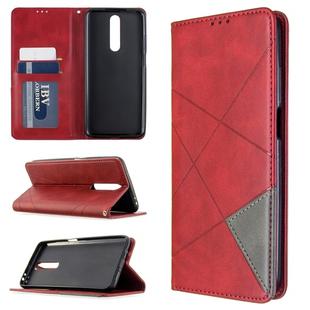 For Xiaomi Redmi K30 Rhombus Texture Horizontal Flip Magnetic Leather Case with Holder & Card Slots & Wallet(Red)