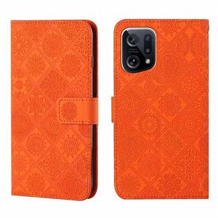 For OPPO Find X5 Ethnic Style Embossed Pattern Leather Phone Case(Orange)