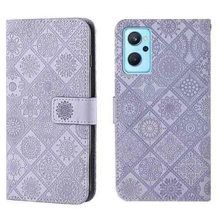 For OPPO Realme 9i Ethnic Style Embossed Pattern Leather Phone Case(Purple)