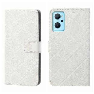 For OPPO Realme 9i Ethnic Style Embossed Pattern Leather Phone Case(White)