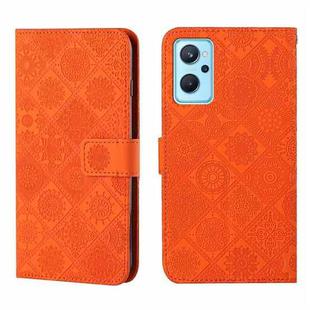 For OPPO Realme 9i Ethnic Style Embossed Pattern Leather Phone Case(Orange)