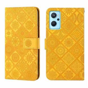 For OPPO Realme 9i Ethnic Style Embossed Pattern Leather Phone Case(Yellow)