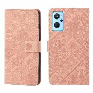 For OPPO Realme 9i Ethnic Style Embossed Pattern Leather Phone Case(Pink)