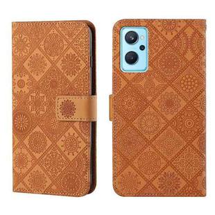 For OPPO Realme 9i Ethnic Style Embossed Pattern Leather Phone Case(Brown)