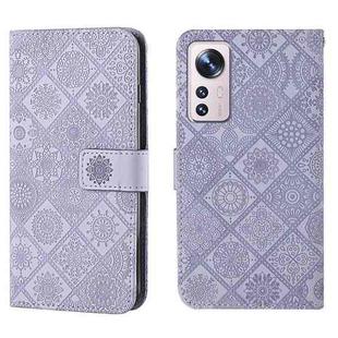 For Xiaomi 12 Lite Ethnic Style Embossed Pattern Leather Phone Case(Purple)