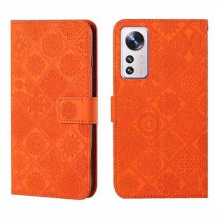For Xiaomi 12 Lite Ethnic Style Embossed Pattern Leather Phone Case(Orange)