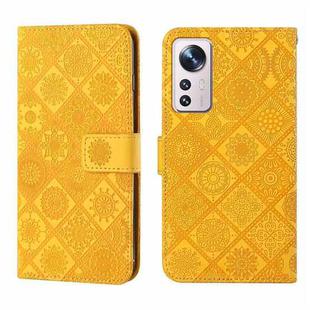 For Xiaomi 12 Lite Ethnic Style Embossed Pattern Leather Phone Case(Yellow)