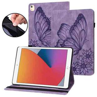 For iPad 10.2 2020 / Air 2019 Big Butterfly Embossed Smart Leather Tablet Case(Purple)