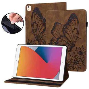 For iPad 10.2 2020 / Air 2019 Big Butterfly Embossed Smart Leather Tablet Case(Brown)