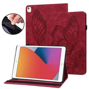 For iPad 10.2 2020 / Air 2019 Big Butterfly Embossed Smart Leather Tablet Case(Red)