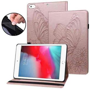 Big Butterfly Embossed Smart Leather Tablet Case For iPad mini 2019 / 4 / 3 / 2 / 1(Rose Gold)
