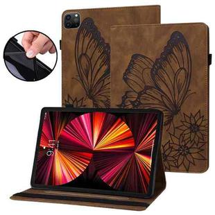 For iPad Pro 11 2022 / 2021 / 2020 / Air 2020 10.9 Big Butterfly Embossed Smart Leather Tablet Case(Brown)