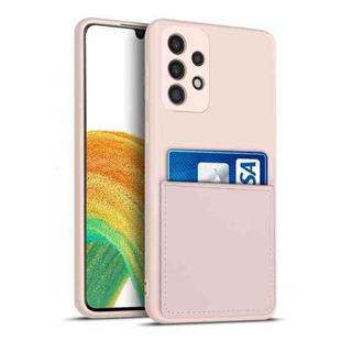 For Samsung Galaxy A33 5G Liquid Silicone Skin Feel Shockproof Phone Case with Card Slot(Pink)