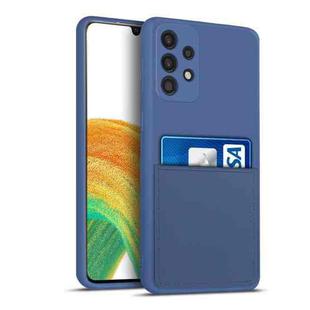 For Samsung Galaxy A33 5G Liquid Silicone Skin Feel Shockproof Phone Case with Card Slot(Blue)