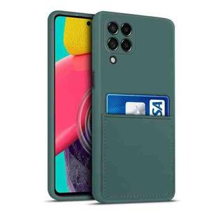 For Samsung Galaxy M53 5G Liquid Silicone Skin Feel Shockproof Phone Case with Card Slot(Dark Green)