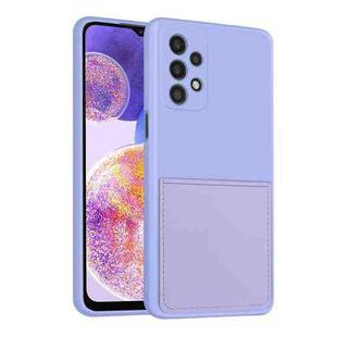 For Samsung Galaxy A23 5G Fine Hole Liquid Silicone Skin Feel Shockproof Phone Case with Card Slot(Light Purple)