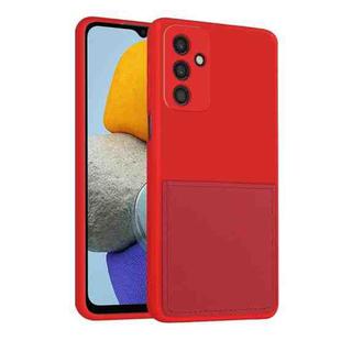 For Samsung Galaxy M23 5G Fine Hole Liquid Silicone Skin Feel Shockproof Phone Case with Card Slot(Red)