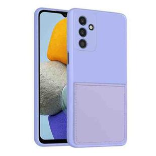 For Samsung Galaxy M23 5G Fine Hole Liquid Silicone Skin Feel Shockproof Phone Case with Card Slot(Light Purple)