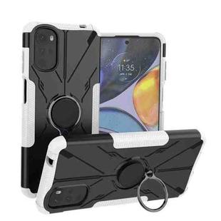 For Motorola Moto G22 Armor Bear Shockproof PC + TPU Phone Case with Ring(White)