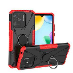 For Xiaomi Redmi 10C 4G Armor Bear Shockproof PC + TPU Phone Case with Ring(Red)