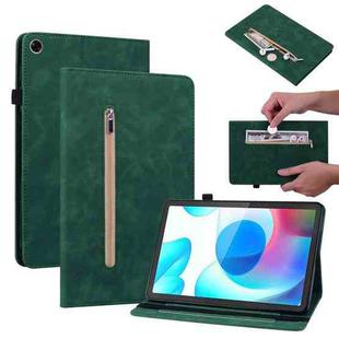 For OPPO Realme Pad 10.4 Skin Feel Solid Color Zipper Leather Tablet Case(Green)
