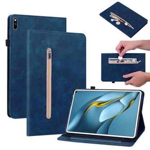 For Huawei MatePad Pro 10.8 2021 / 2018 Skin Feel Solid Color Zipper Leather Tablet Case(Blue)