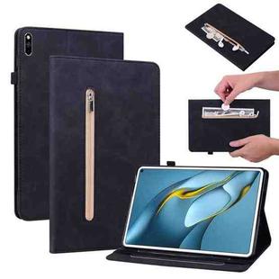 For Huawei MatePad Pro 10.8 2021 / 2018 Skin Feel Solid Color Zipper Leather Tablet Case(Black)