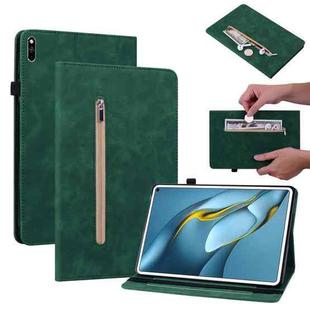 For Huawei MatePad Pro 10.8 2021 / 2018 Skin Feel Solid Color Zipper Leather Tablet Case(Green)