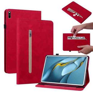 For Huawei MatePad Pro 10.8 2021 / 2018 Skin Feel Solid Color Zipper Leather Tablet Case(Red)