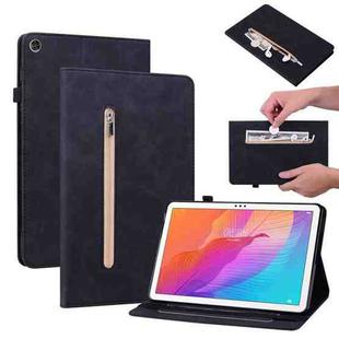 For Huawei MatePad T 10s/Enjoy Tablet 2 Skin Feel Solid Color Zipper Leather Tablet Case(Black)