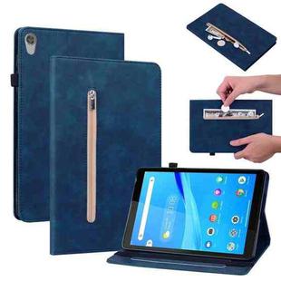 For Lenovo Tab M8 HD TB-8505F Skin Feel Solid Color Zipper Leather Tablet Case(Blue)