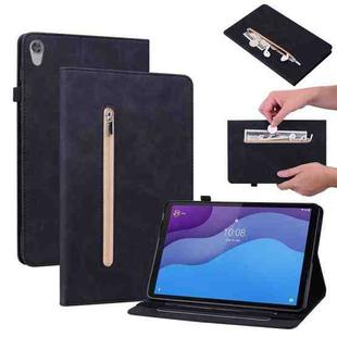 For Lenovo Tab M10 HD 2nd Gen TB-X306X Skin Feel Solid Color Zipper Leather Tablet Case(Black)