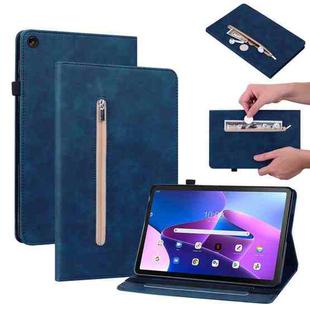For Lenovo Tab M10 Plus 10.6 3rd Gen 2022 Skin Feel Solid Color Zipper Leather Tablet Case(Blue)