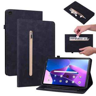 For Lenovo Tab M10 Plus 10.6 3rd Gen 2022 Skin Feel Solid Color Zipper Leather Tablet Case(Black)