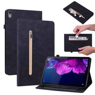 For Lenovo Tab P11 TB-J606F Skin Feel Solid Color Zipper Leather Tablet Case(Black)