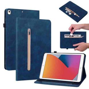 Skin Feel Solid Color Zipper Smart Leather Tablet Case For iPad 8 / 7 / 6 / 5 9.7 inch(Blue)