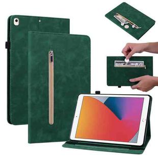 Skin Feel Solid Color Zipper Smart Leather Tablet Case For iPad 8 / 7 / 6 / 5 9.7 inch(Green)