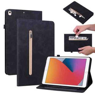 Skin Feel Solid Color Zipper Smart Leather Tablet Case For iPad 10.2 2021 / 2020 / 2019 / Air 10.5 2019(Black)