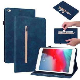 Skin Feel Solid Color Zipper Smart Leather Tablet Case For iPad mini 5 / 4 / 3 / 2 / 1(Blue)