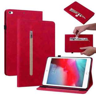 Skin Feel Solid Color Zipper Smart Leather Tablet Case For iPad mini 5 / 4 / 3 / 2 / 1(Red)