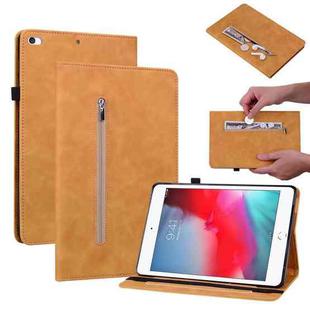 Skin Feel Solid Color Zipper Smart Leather Tablet Case For iPad mini 5 / 4 / 3 / 2 / 1(Yellow)