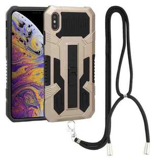 For iPhone X / XS Vanguard Lanyard Kickstand TPU + PC Phone Case(Gold)