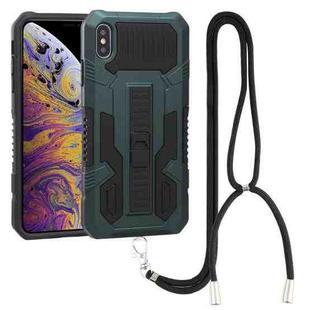 For iPhone XS Max Vanguard Lanyard Kickstand TPU + PC Phone Case(Green)