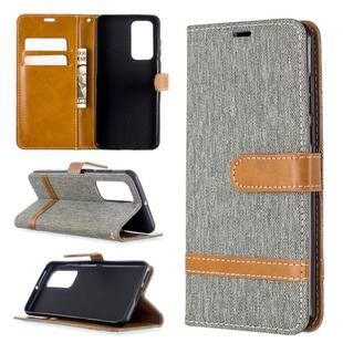 For Huawei P40 Color Matching Denim Texture Horizontal Flip Leather Case with Holder & Card Slots & Wallet & Lanyard(Grey)