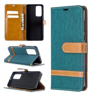 For Huawei P40 Color Matching Denim Texture Horizontal Flip Leather Case with Holder & Card Slots & Wallet & Lanyard(Green)