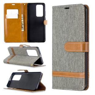 For Huawei P40 Pro Color Matching Denim Texture Horizontal Flip Leather Case with Holder & Card Slots & Wallet & Lanyard(Grey)