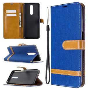For Xiaomi Redmi K30 Color Matching Denim Texture Horizontal Flip Leather Case with Holder & Card Slots & Wallet & Lanyard(Royal Blue)